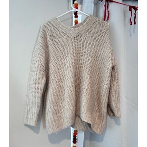 Cozy V-Neck Chunky Knit Sweater - Cream